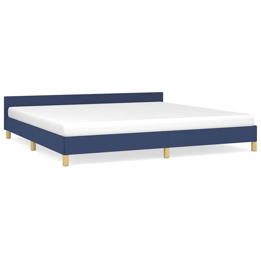 Cadre de lit avec tête de lit sans matelas bleu 200x200cm tissu - 2