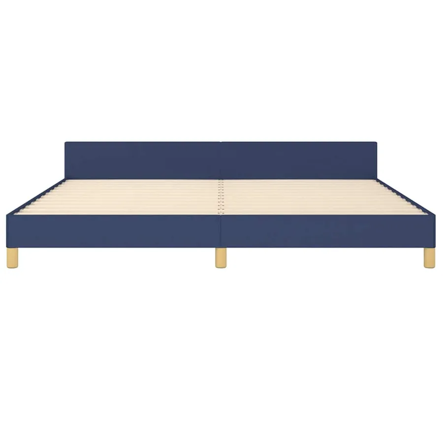 Cadre de lit avec tête de lit sans matelas bleu 200x200cm tissu - 5