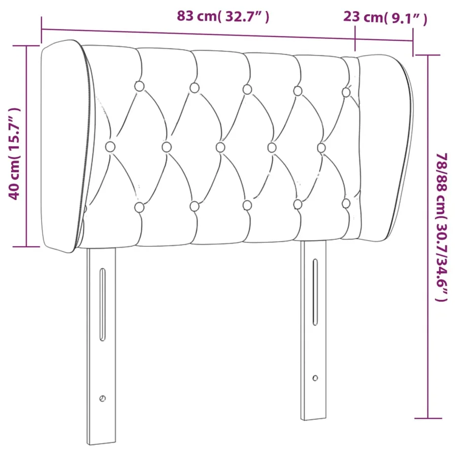 Tête de lit avec oreilles Gris foncé 83x23x78/88 cm Tissu - 9