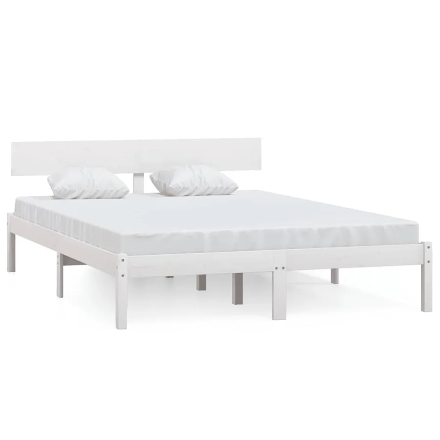 Cadre de lit sans matelas blanc bois massif 120x200 cm - 2