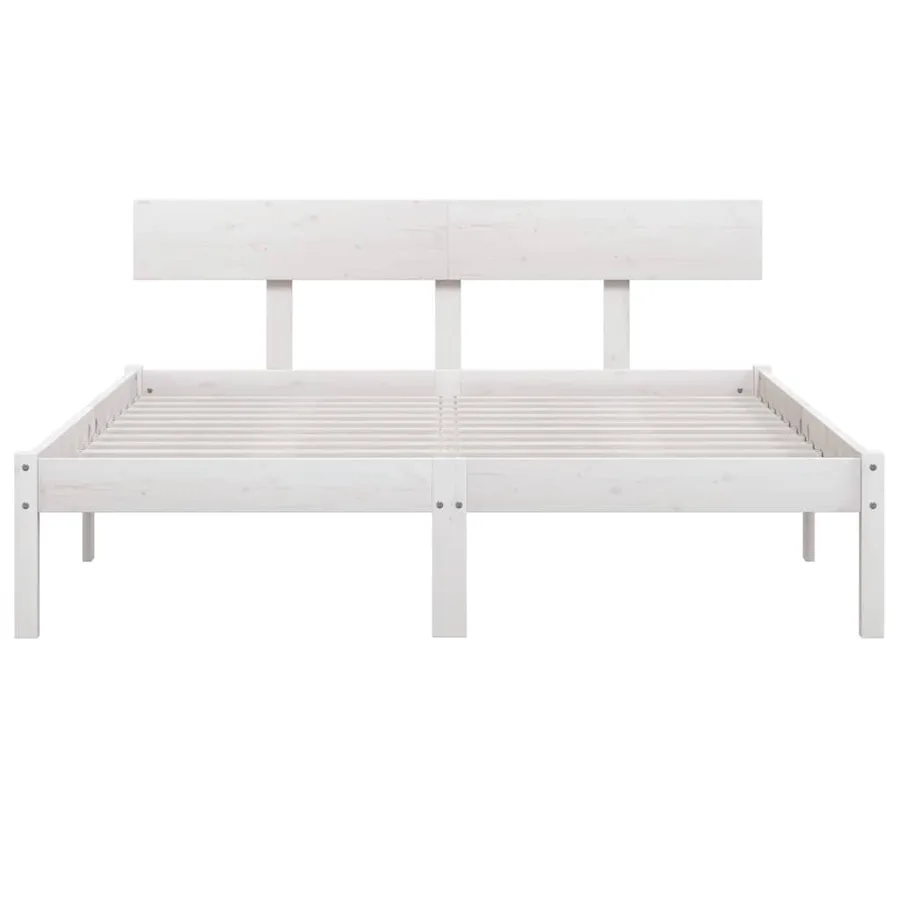 Cadre de lit sans matelas blanc bois massif 120x200 cm - 4