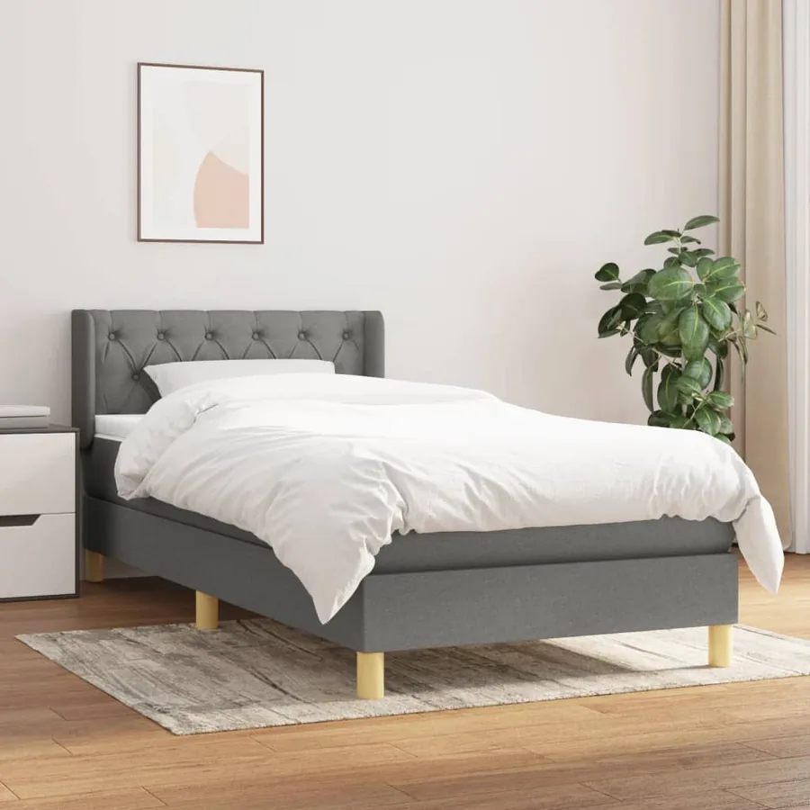 Sommier à lattes de lit avec matelas Gris foncé 80x200 cm Tissu