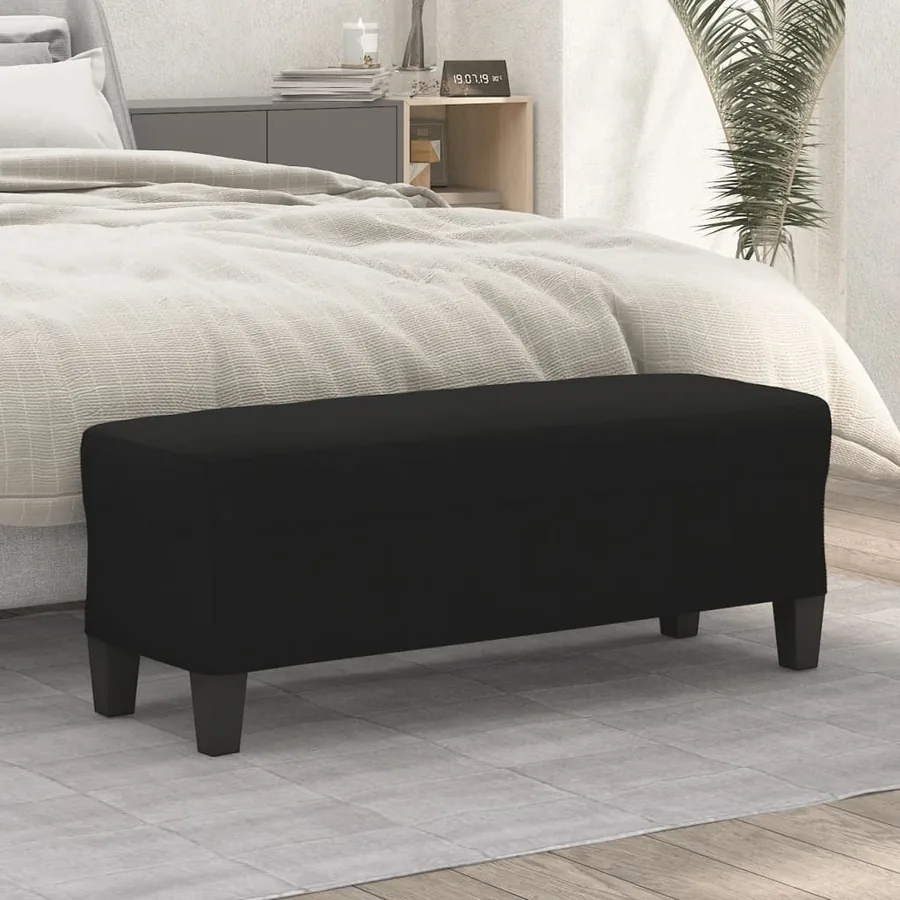 Banc Noir 100x35x41 cm Tissu microfibre