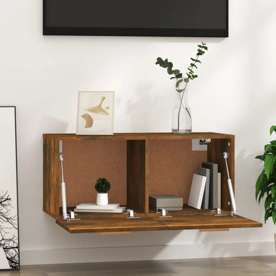 Armoire murale Chêne fumé 80x35x36,5 cm Bois d'ingénierie - 3