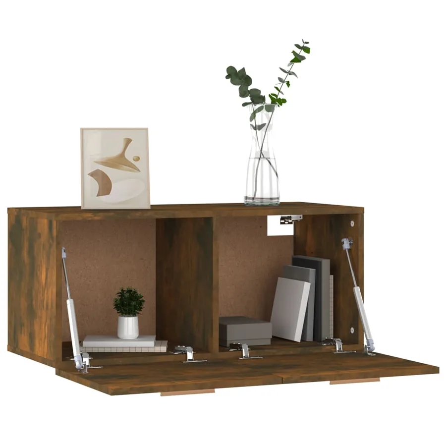 Armoire murale Chêne fumé 80x35x36,5 cm Bois d'ingénierie - 4