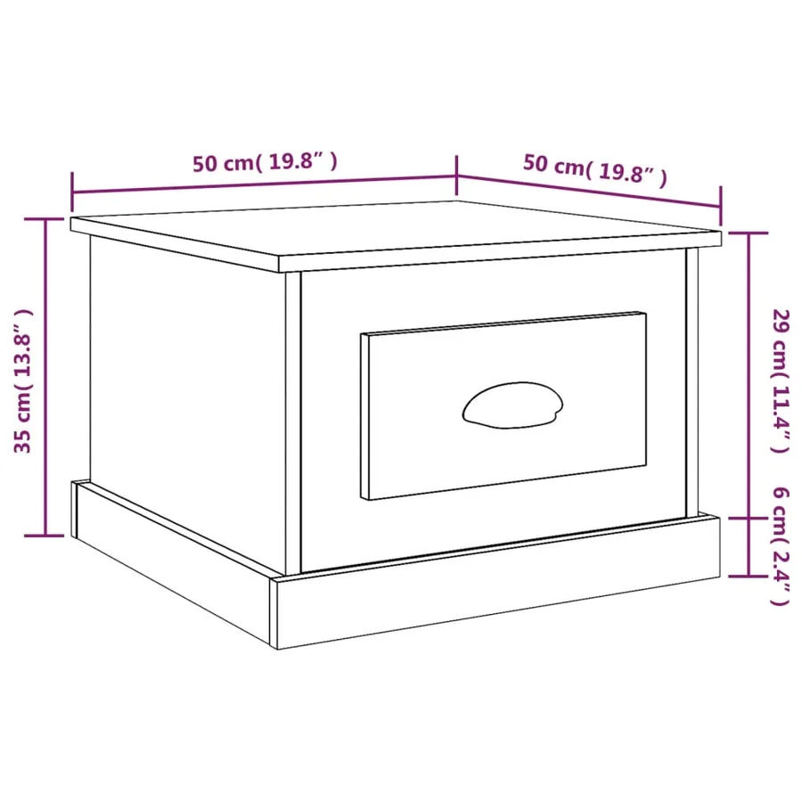 Table basse Chêne fumé 50x50x35 cm Bois d'ingénierie - 10