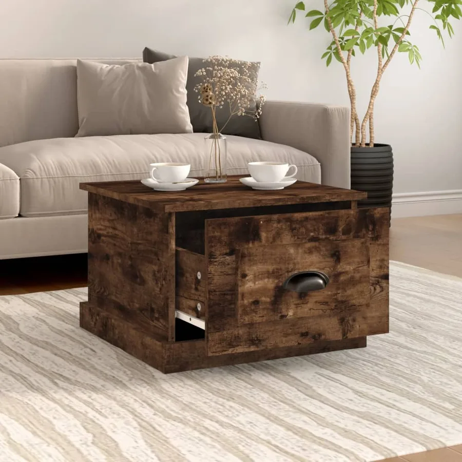 Table basse Chêne fumé 50x50x35 cm Bois d'ingénierie - 3
