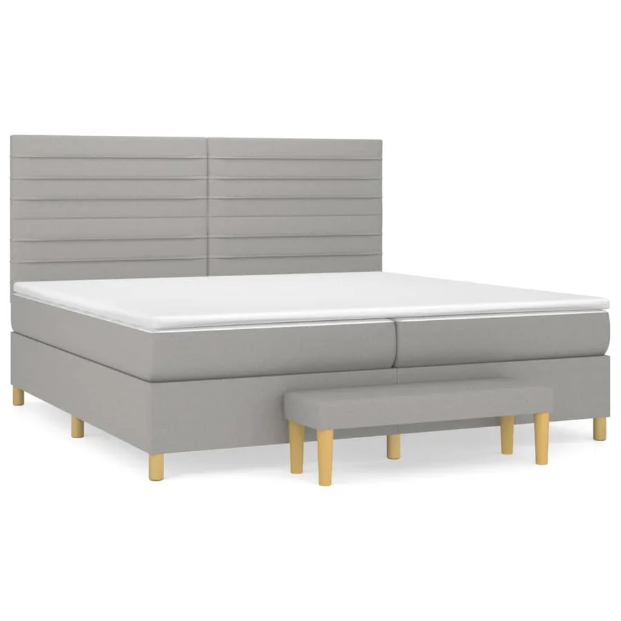 Sommier à lattes de lit avec matelas Gris clair 200x200cm Tissu - 2