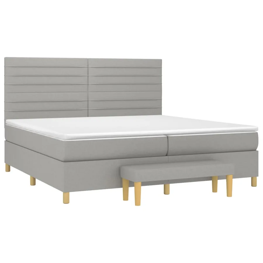 Sommier à lattes de lit avec matelas Gris clair 200x200cm Tissu - 3