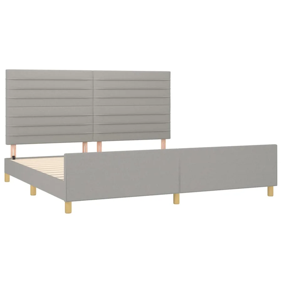 Cadre de lit sans matelas gris clair 200x200 cm tissu - 4