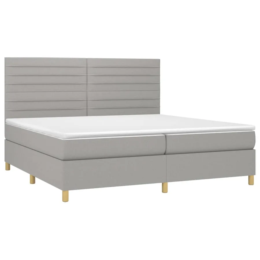 Sommier à lattes de lit matelas et LED Gris clair 200x200 cm - 3