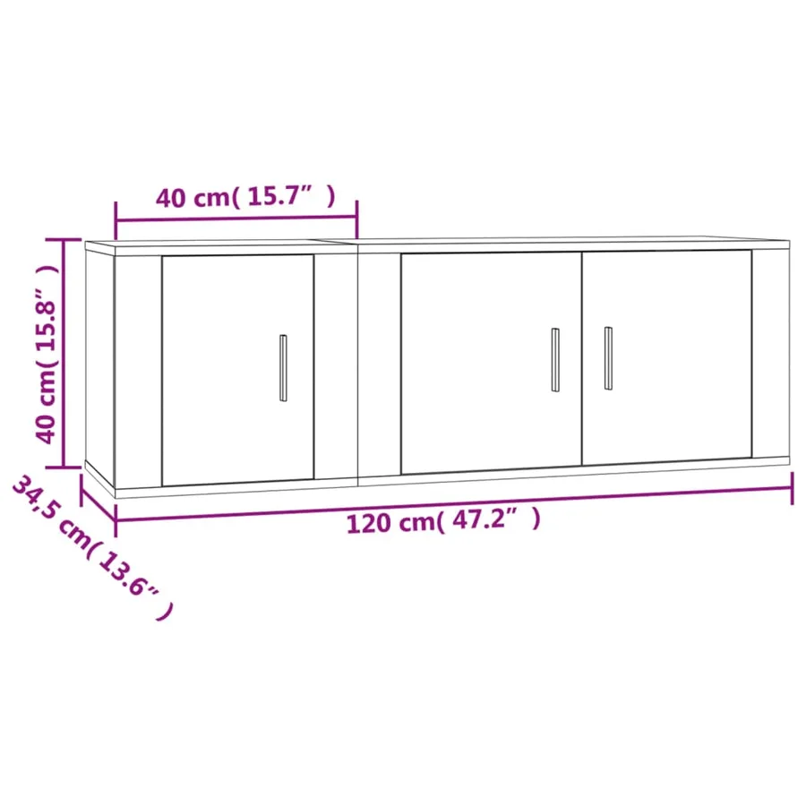 Ensemble de meubles TV 2 pcs Blanc Bois d'ingénierie - 10