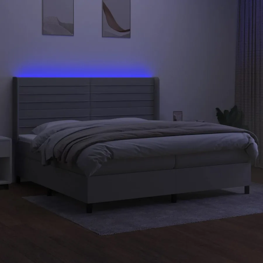 Sommier à lattes de lit matelas LED Gris clair 200x200 cm Tissu - 3