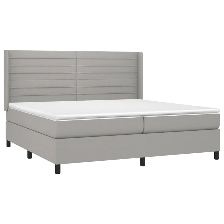 Sommier à lattes de lit matelas LED Gris clair 200x200 cm Tissu - 4