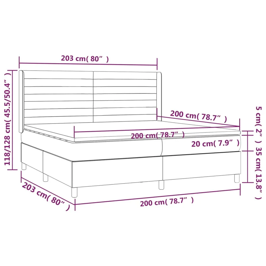 Sommier à lattes de lit matelas LED Gris clair 200x200 cm Tissu - 8