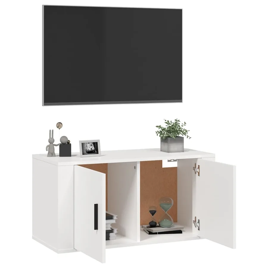 Meuble TV mural Blanc 80x34,5x40 cm - 9