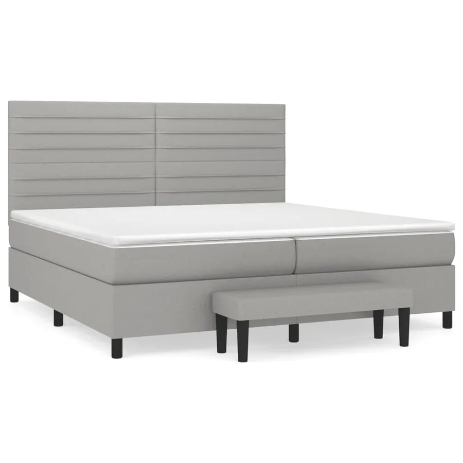 Sommier à lattes de lit avec matelas Gris clair 200x200cm Tissu - 2