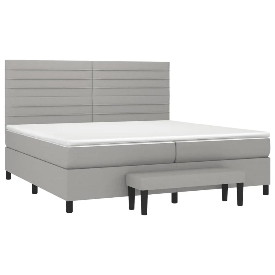Sommier à lattes de lit avec matelas Gris clair 200x200cm Tissu - 3