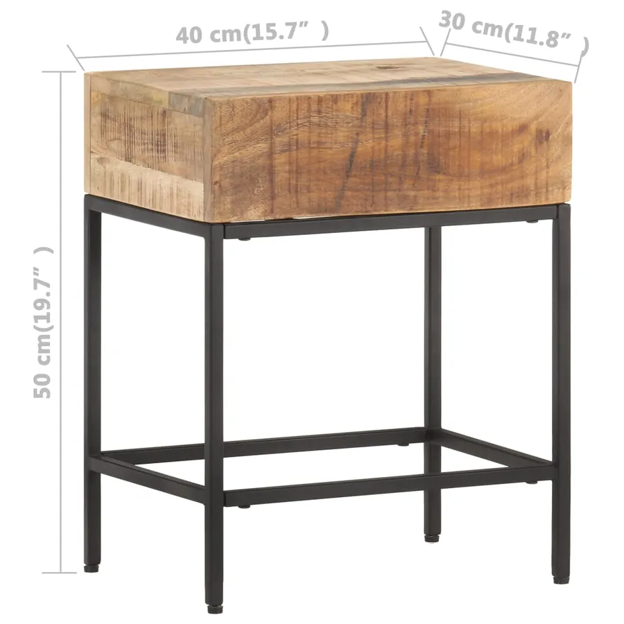 Table d'appoint 40x30x50 cm Bois massif de manguier brut - 5