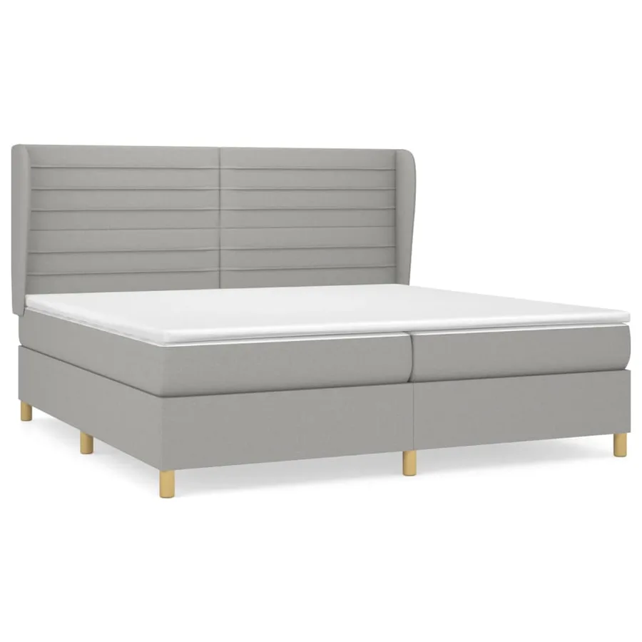Sommier à lattes de lit avec matelas Gris clair 200x200cm Tissu - 2