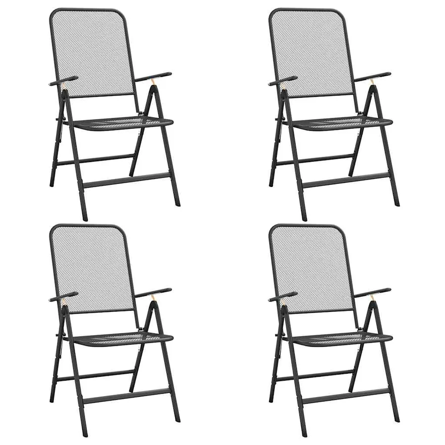 Chaises pliables jardin lot de 4 Maille métallique Anthracite - 2