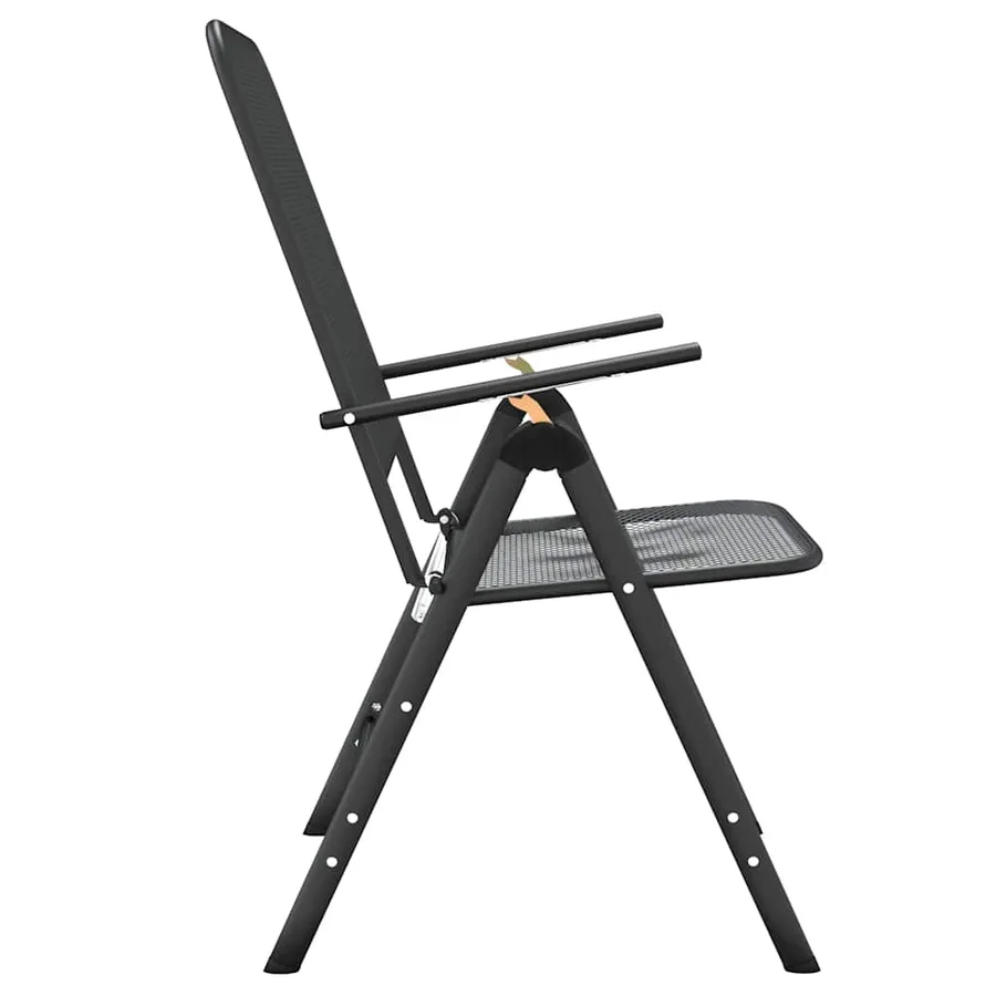 Chaises pliables jardin lot de 4 Maille métallique Anthracite - 5