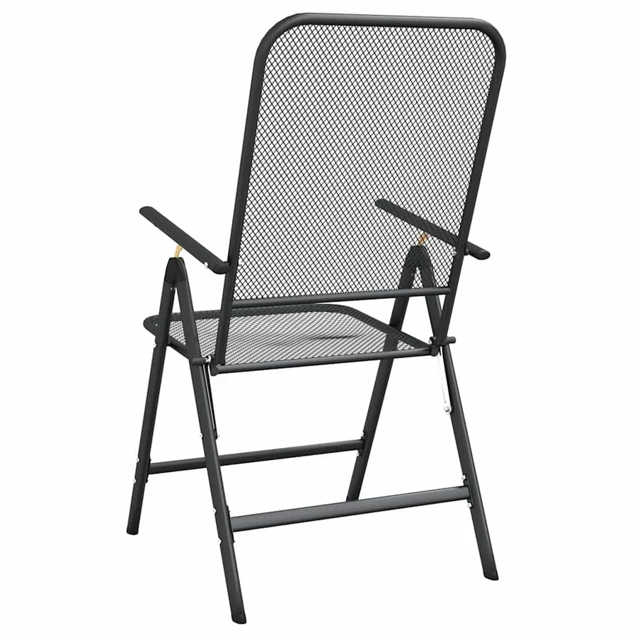 Chaises pliables jardin lot de 4 Maille métallique Anthracite - 6