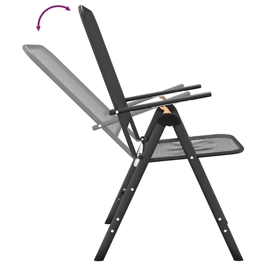 Chaises pliables jardin lot de 4 Maille métallique Anthracite - 7