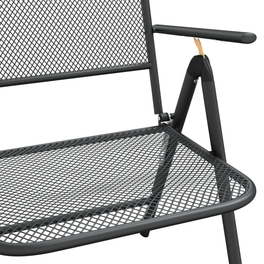 Chaises pliables jardin lot de 4 Maille métallique Anthracite - 8