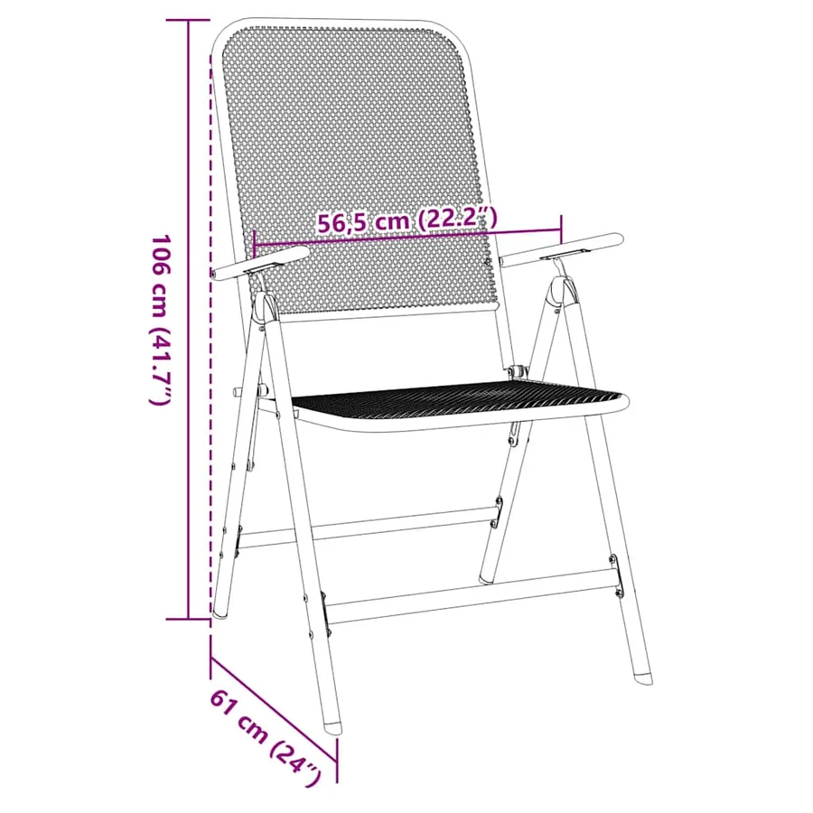 Chaises pliables jardin lot de 4 Maille métallique Anthracite - 9