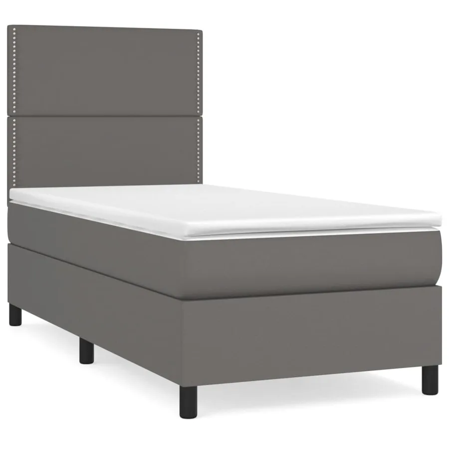 Sommier à lattes de lit avec matelas Gris 100x200 cm Similicuir - 2
