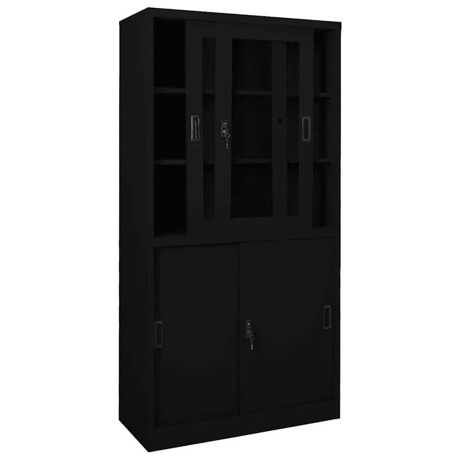 Armoire de bureau et porte coulissante Blanc 90x40x180 cm Acier - 5