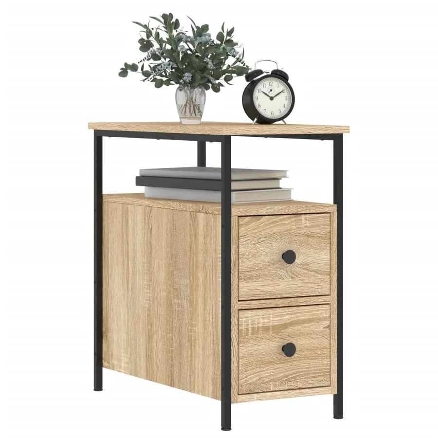 Table de chevet chêne sonoma 30x60x60 cm bois d'ingénierie - 3