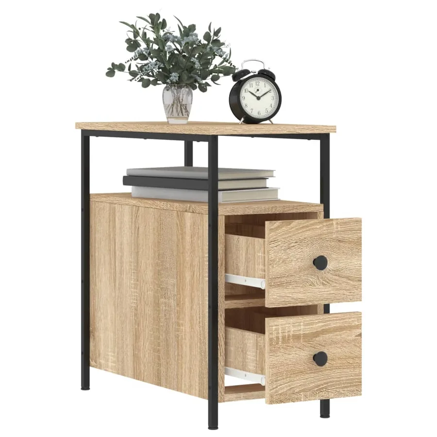 Table de chevet chêne sonoma 30x60x60 cm bois d'ingénierie - 4