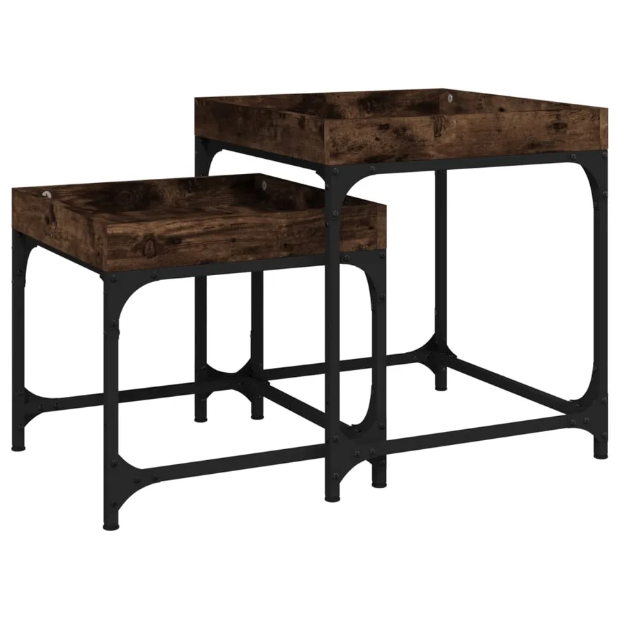 Tables d'appoint 2 pcs Chêne fumé Bois d'ingénierie - 2