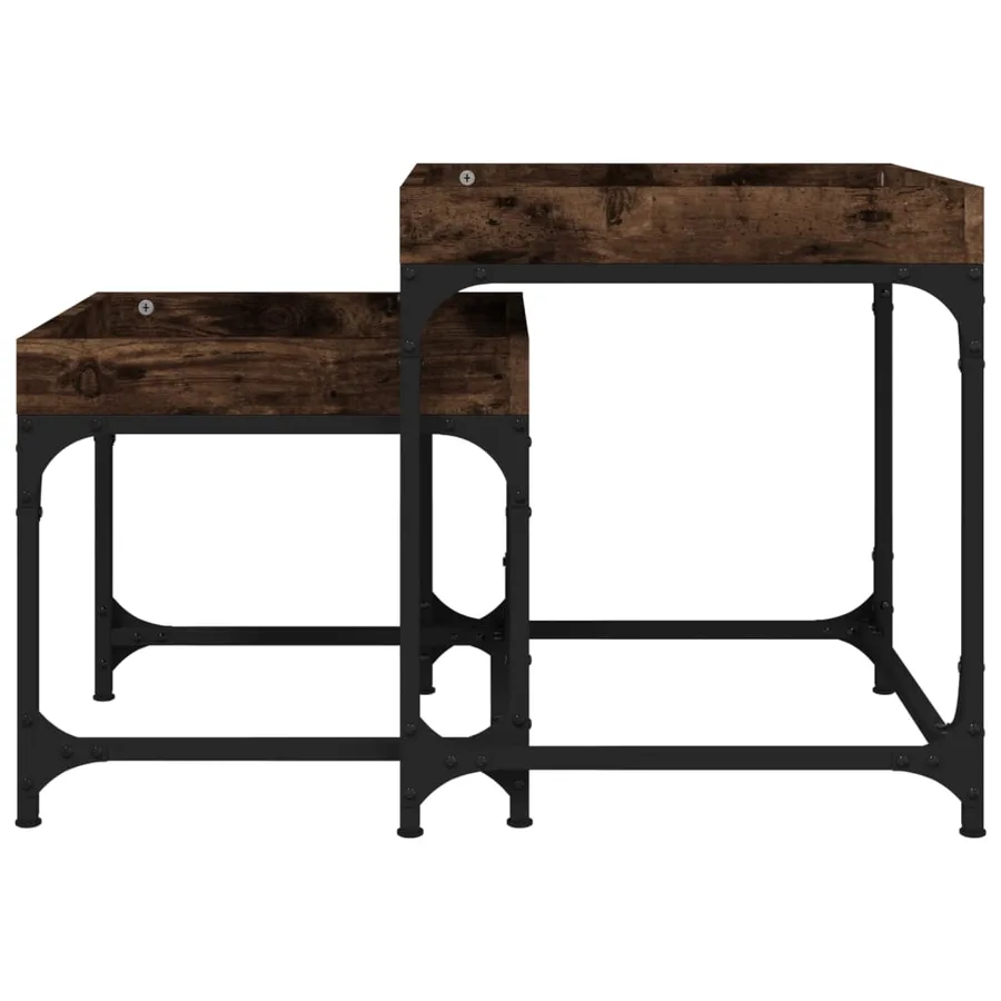 Tables d'appoint 2 pcs Chêne fumé Bois d'ingénierie - 6