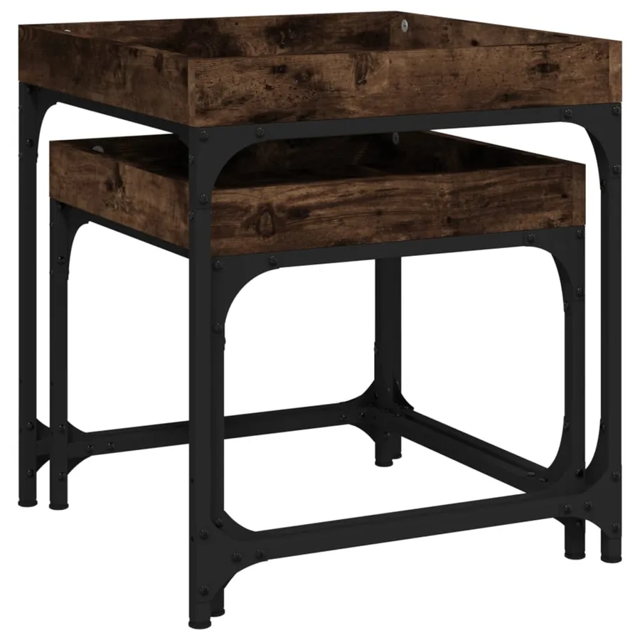 Tables d'appoint 2 pcs Chêne fumé Bois d'ingénierie - 7