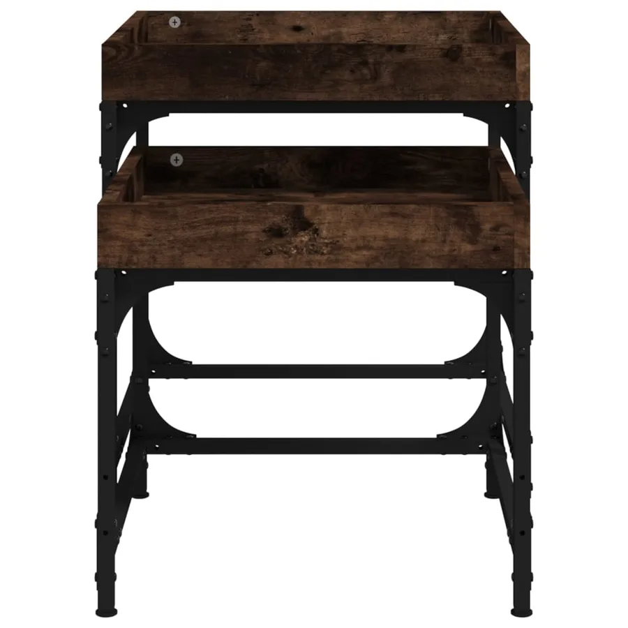 Tables d'appoint 2 pcs Chêne fumé Bois d'ingénierie - 8
