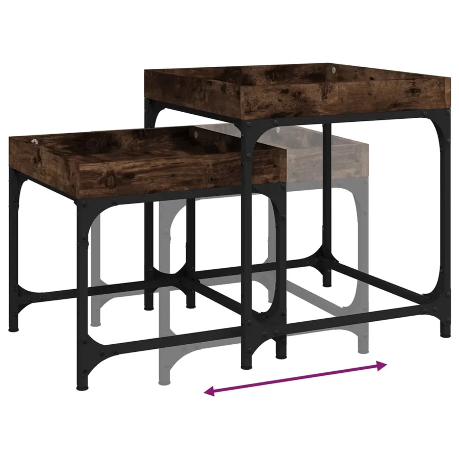 Tables d'appoint 2 pcs Chêne fumé Bois d'ingénierie - 9