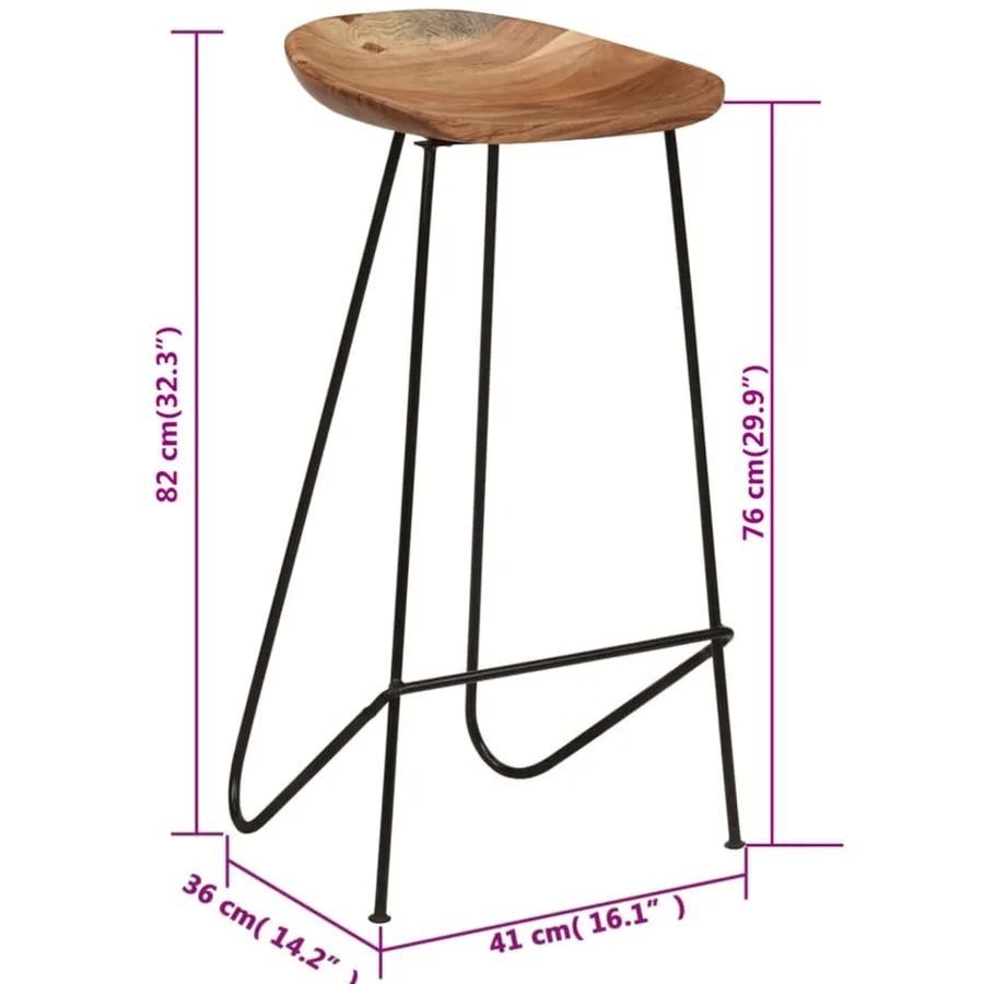 Tabourets de bar lot de 2 bois d'acacia massif - 9