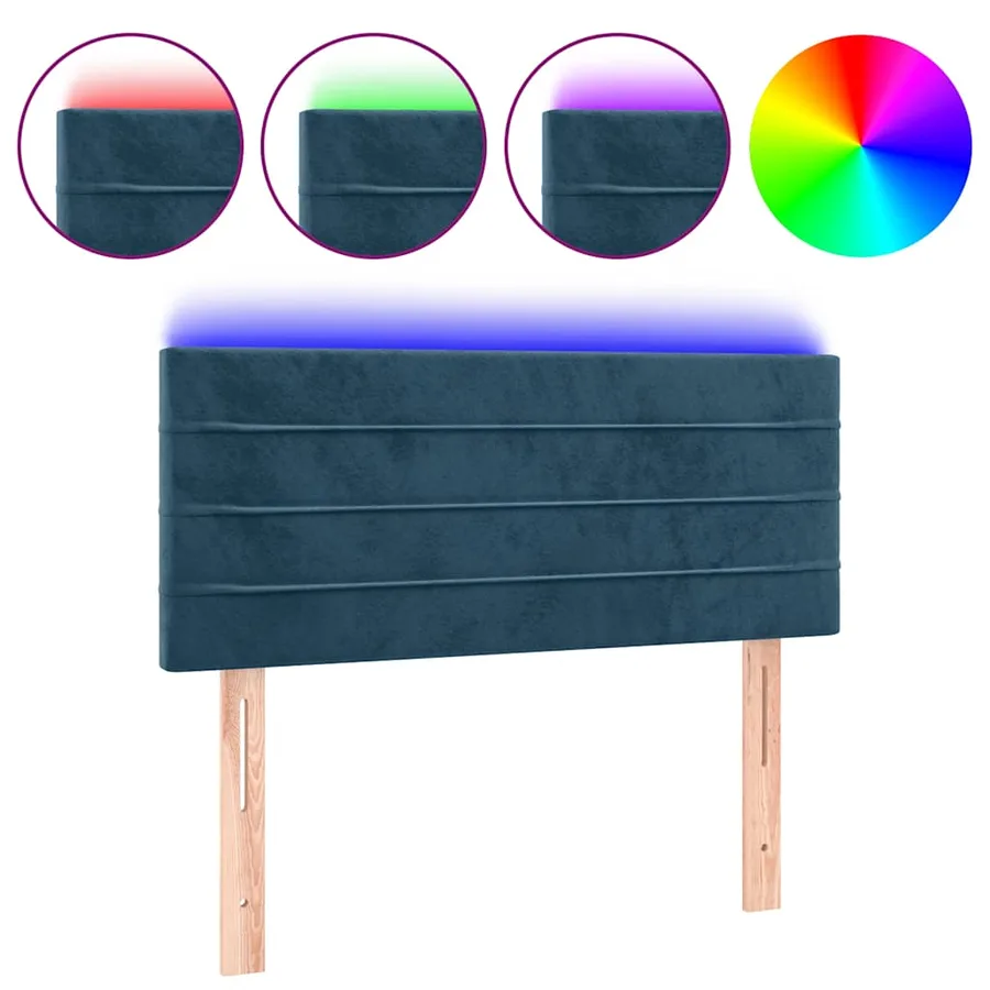 Tête de lit à LED Bleu foncé 100x5x78/88 cm Velours - 2