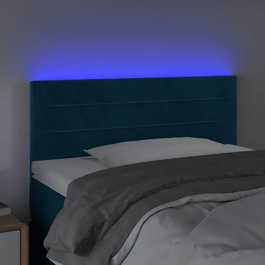 Tête de lit à LED Bleu foncé 100x5x78/88 cm Velours - 3