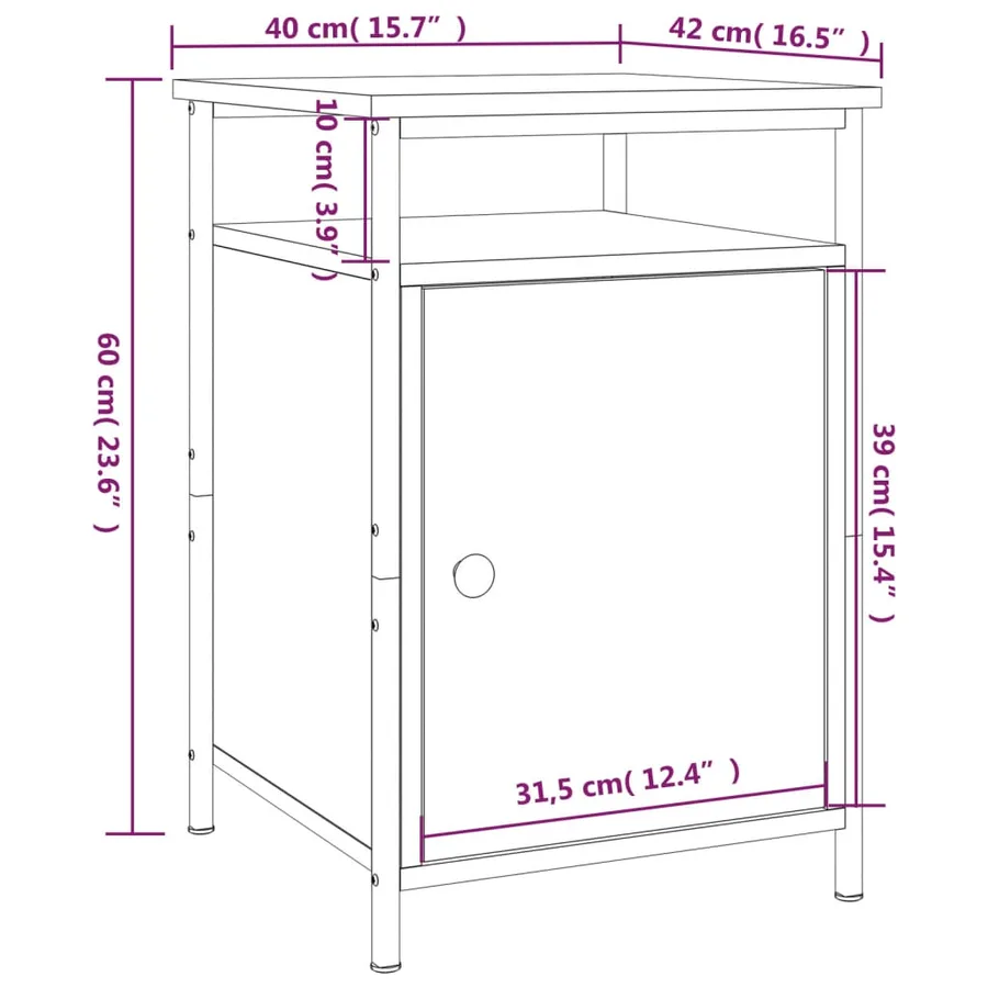 Tables de chevet 2 pcs noir 40x42x60 cm bois d'ingénierie - 13