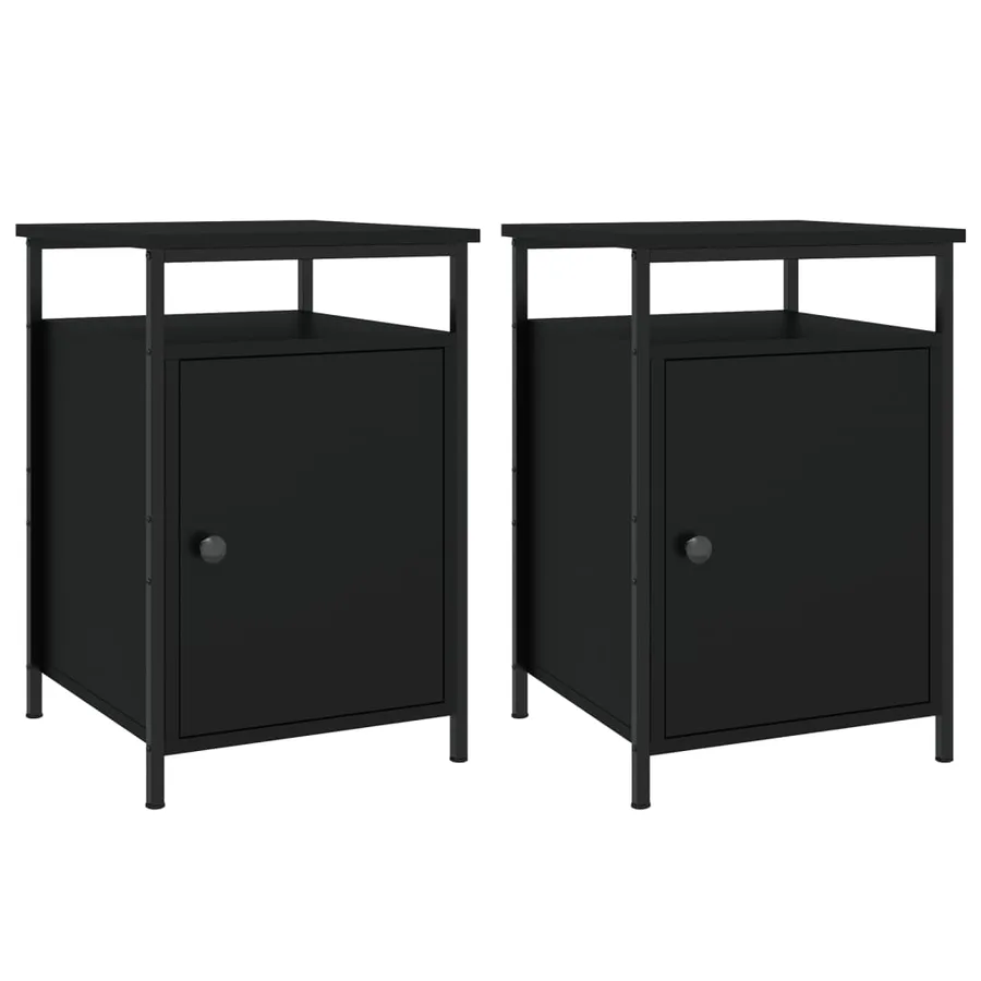 Tables de chevet 2 pcs noir 40x42x60 cm bois d'ingénierie - 2