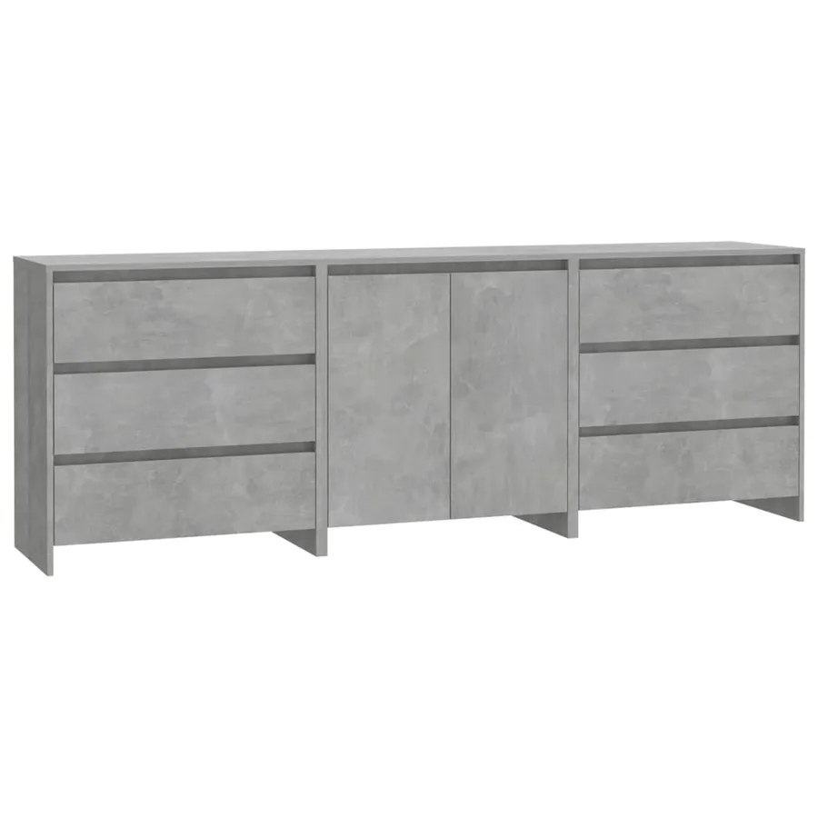 Buffets 3 pcs Gris béton Bois d'ingénierie - 2