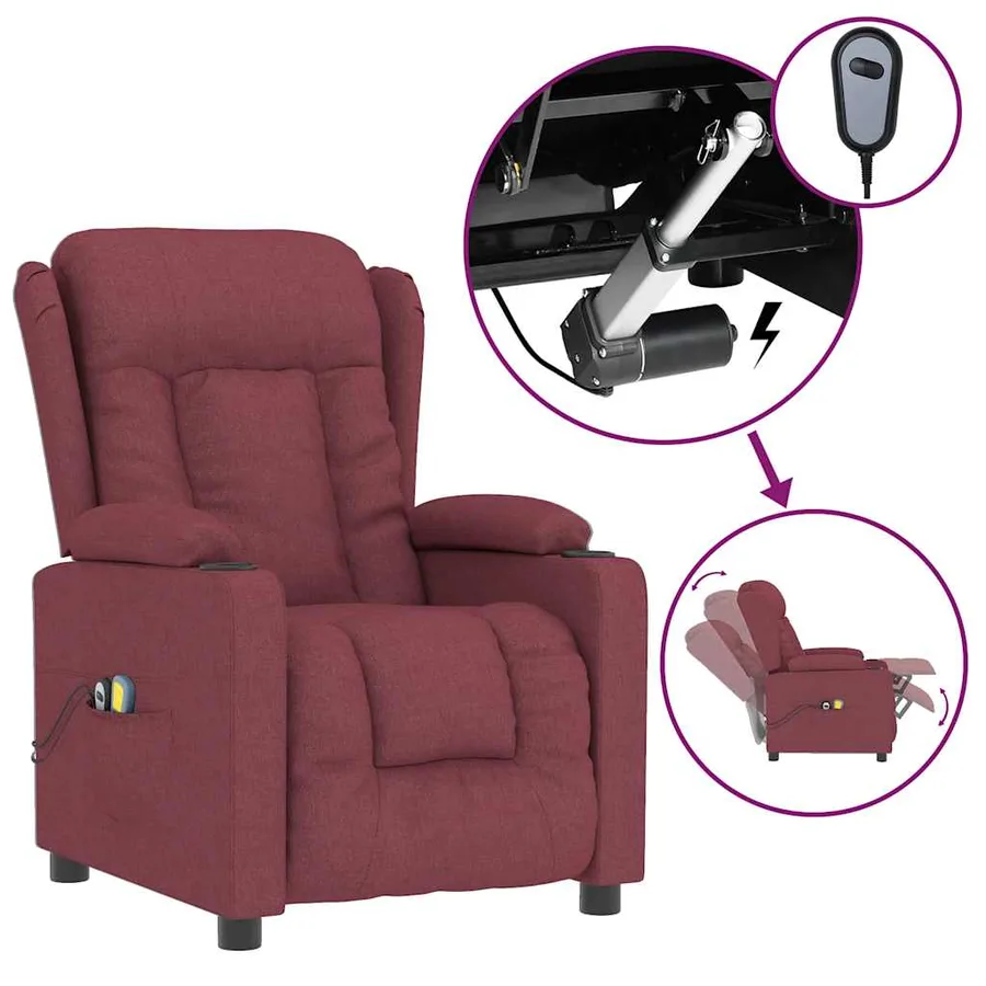 Fauteuil électrique de massage Bordeaux Tissu - 2