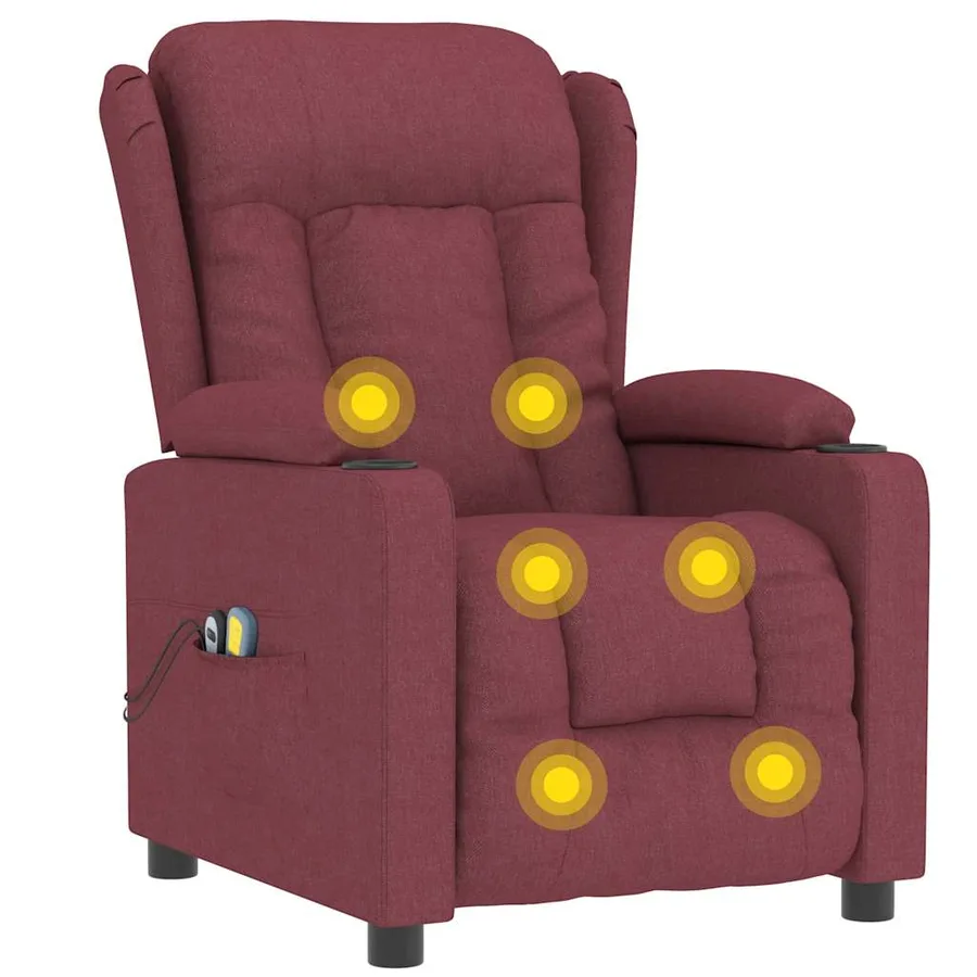 Fauteuil électrique de massage Bordeaux Tissu - 8