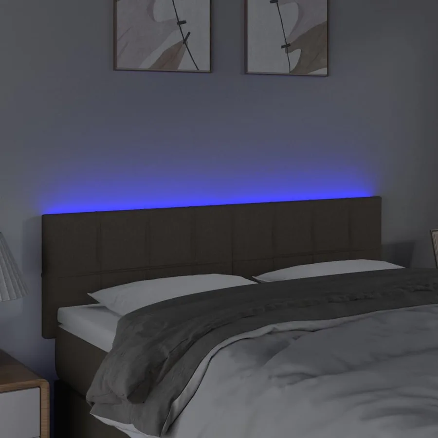 Tête de lit à LED Taupe 144x5x78/88 cm Tissu - 3