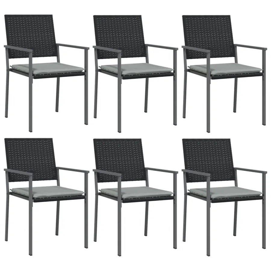 Ensemble à manger de jardin 7 pcs coussins résine tressée acier - 4