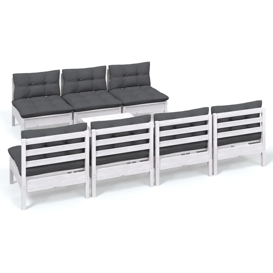 Salon de jardin 8 pcs avec coussins anthracite Bois de pin - 2
